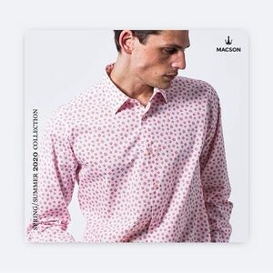 MACSON Men’s Regular Fit Floral Print Button Up Long Sleeve Shirt